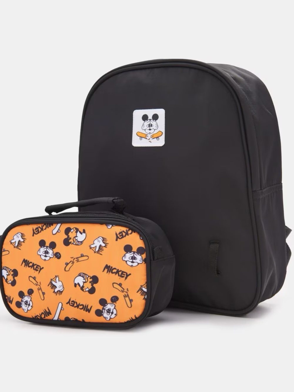 Disney Mickey Mouse Backpack Detachable Lunch Bag Black Orange Pixar Retro NWT